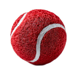 Close-Up of a Vibrant Red Tennis Ball with Textured Surface Against a Simple Background