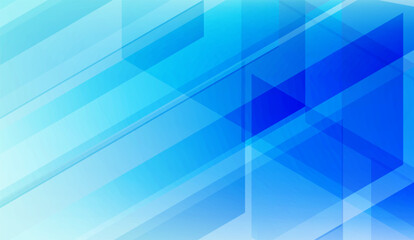 This abstract image showcases a dynamic composition of geometric shapes in cool blue tones, creating a modern and airy visual with layered triangles and diagonal lines