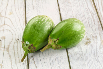 Ripe green mini eggplants heap