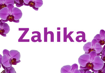 Zahika Name with Orchid Frame