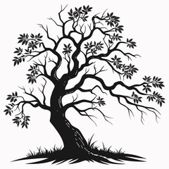 Gnarly tree silhouette black nature