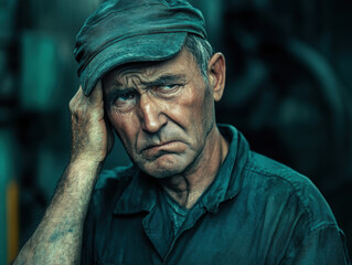 old man-tired working