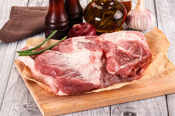 Raw pork shoulder for cooking