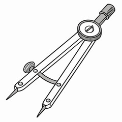 Drawing compass tool with silver and black accents