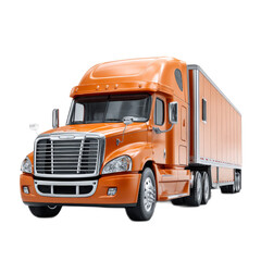 Bright Orange Freight Truck on White Background Ready for Loading and Transportation in Urban Setting