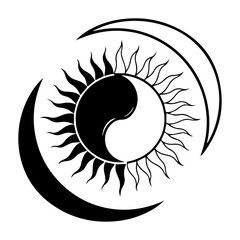 yin yang sun and moon symbol of balance vector logo