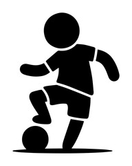 soccer player kicking ball icon monochrome vector illustration