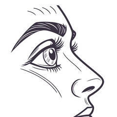 Female eye and nose profile sketch drawing