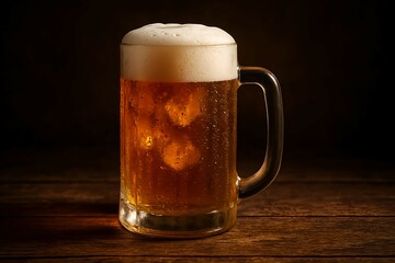 冷えたビールジョッキのクローズアップ｜Close-up of a Frosty Beer Mug