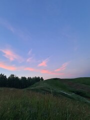 sunset in the mountains in summer