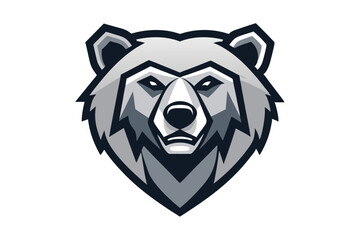 Detailed monochrome bear head displays striking angular stylization on a white backdrop beautifully