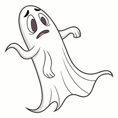 Scared ghost floating with wide eyes and open mouth