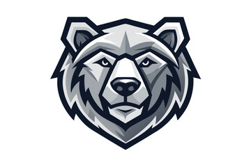 Focused bear head showcases sharp geometric pattern and dark outline on white