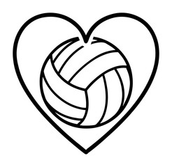 love volleyball heart with ball vector icon