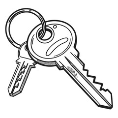 Two keys on a ring house key door key