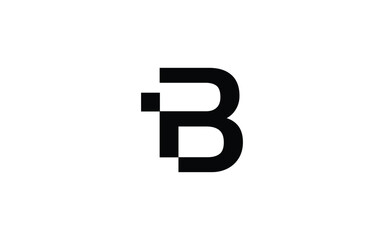 Modern Letter B Monogram Logo Design with Digital Pixel Effect in Minimal Geometric Black Style