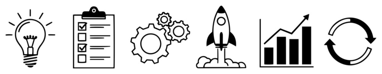 business productivity icons monochrome vector illustration