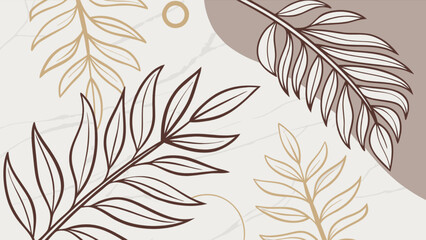 Abstract botanical art print with leaf elements