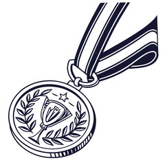 Award medal with trophy and laurel star