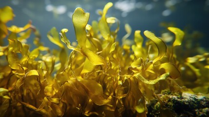 Naklejka premium Close-up view of vibrant yellow seaweed.