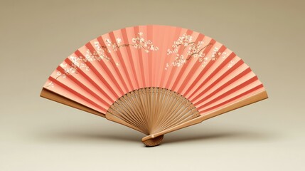 Pink paper fan with cherry blossoms