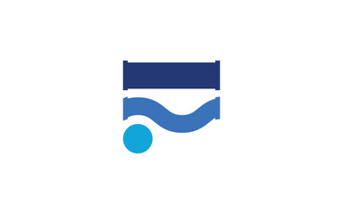 Modern Abstract F Letter Logo with Wave and Circle Element in Gradient Blue Color for Tech or Water Brand Identity