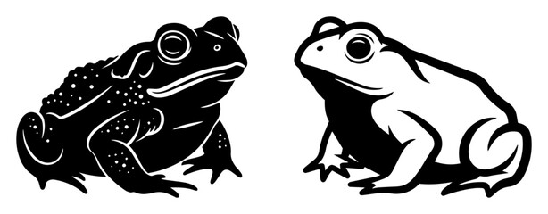 frog pair silhouette and outline vector illustration