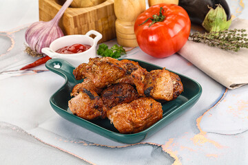 Grilled pork neck meat shashlik