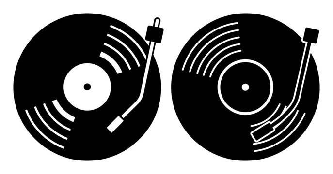 turntable vinyl record player icon set vector