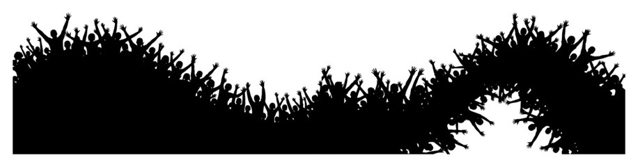 cheering crowd of people silhouette banner