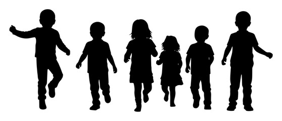 running children silhouette group vector