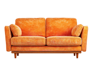 Orange Fabric Sofa Comfort Relaxation Furniture Modern Design Home Decor on transparent background
