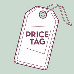 Price with maroon outline and string price tag blank