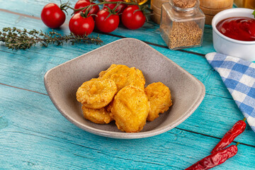 Golden crispy fried chicken nuggets