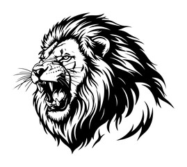 roaring lion head mascot logo vector illustration