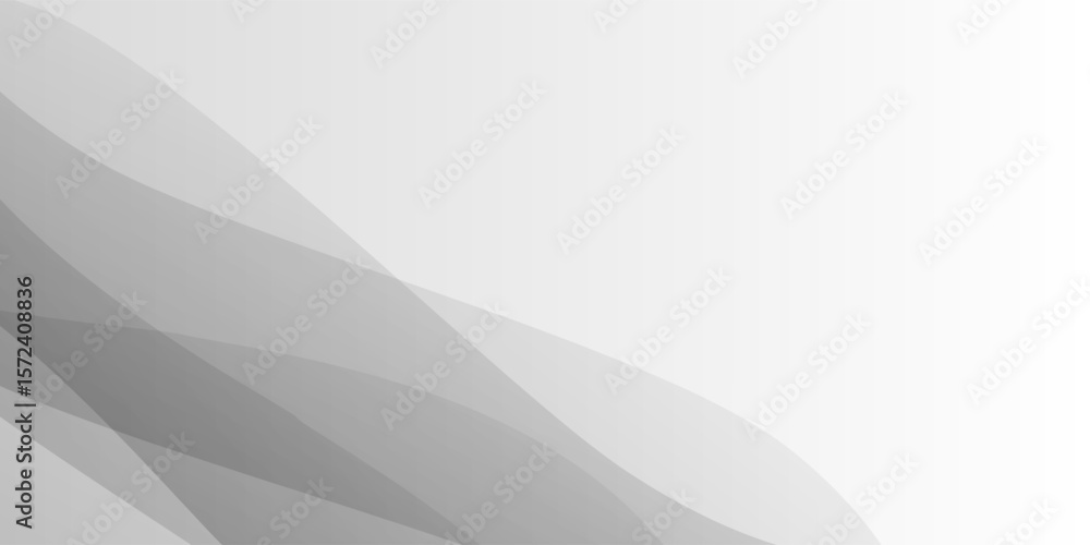 Poster modern abstract background with translucent grey waves flowing diagonal across the image, leaving cl