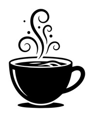 steaming coffee cup silhouette vector illustration