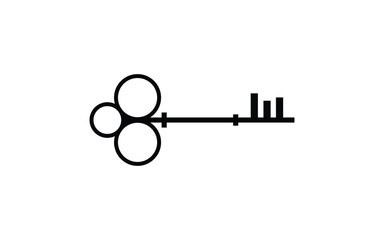 Minimalist Black Key Logo Icon with Geometric Circles and Modern Flat Design Style for Security and Access Symbol