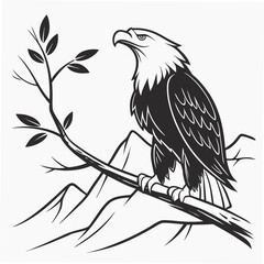 Majestic eagle perched on branch bird wildlife
