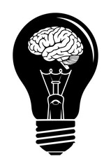 brain inside light bulb creative idea concept vector illustration
