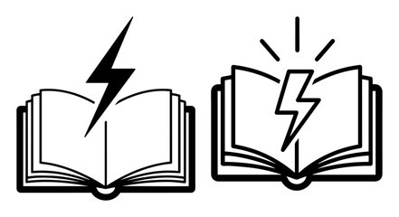 knowledge power book with lightning bolt logo