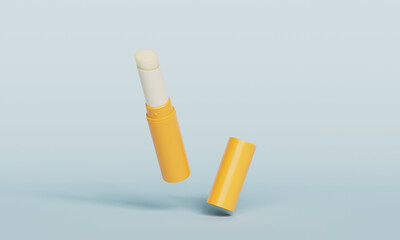 노란색 케이스 립 밤 스틱 목업 Lip Balm Stick in Yellow Case Mock up