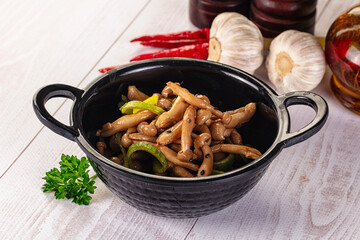 Asian cuisine roasted enoki mushrooms