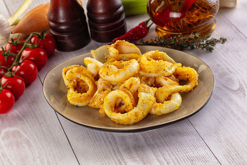Roasted squid rings snack appetizer