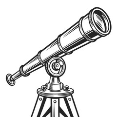 Vintage telescope on tripod astronomy science