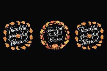Thankful grateful blessed autumn wreaths fall