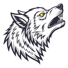 Fierce wolf head howling werewolf animal