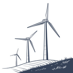 Wind turbines on rolling hills wind energy wind power