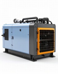 Fototapeta premium 3D render of generator, positioned right, isolated white background