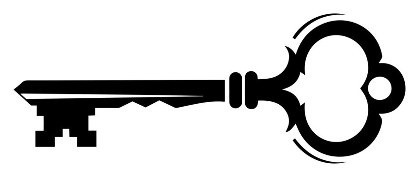 vintage skeleton key silhouette vector icon